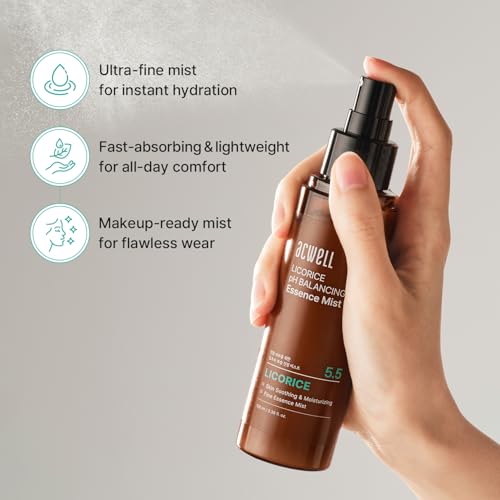 ACWELL Licorice pH Balancing Essence Hydrating Face Mist – Ultra-Fine Facial Spray, Triple Hyaluronic Acid & Panthenol, Soothing & Barrier Repair for Sensitive Skin, 3.38 fl oz
