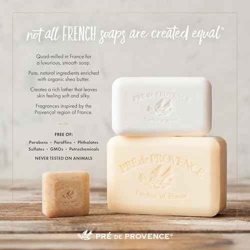 Pre de Provence Artisanal French Moisturizing Soap Bar, Shea Butter Enriched, Quad Milled for Long Lasting Rich Smooth Lather, 5.3 Ounce, Honey Almond