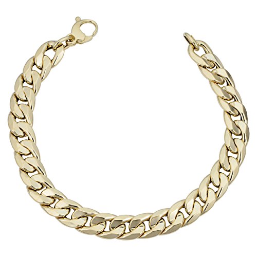 Kooljewelry Mens 14k Yellow Gold Cuban Curb Link Bracelet (8.5 inch)