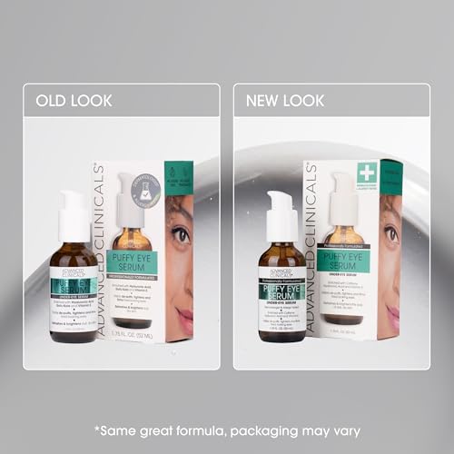 Advanced Clinicals Puffy Eye Under Eye Serum | Visible Anti Aging Brightening Vitamin C + Caffeine Serum Helps Improve Look Of Puffiness, Fine Lines, Dark Circles, & Uneven Skin Tone, 1.75 Fl Oz