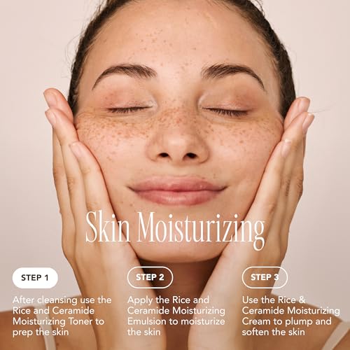 The Face Shop Rice Ceramide Moisturizing Skincare Set - Toner & Moisturizer, Korean Skin Care with Rice Water, Gift Set, Travel Size, Hydrating for Dry Skin