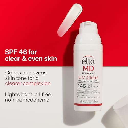 EltaMD UV Clear Untinted Face Sunscreen with Zinc Oxide, SPF 46, 1.7 oz