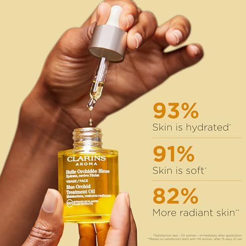 Clarins Blue Orchid Face Oil Treatment | Skin is Immediately Hydrated*, Revitalized and Toned | Restores Radiance | Visibly Minimizes Fine Lines | 100% Natural Plant Extracts | Dry Skin Type
