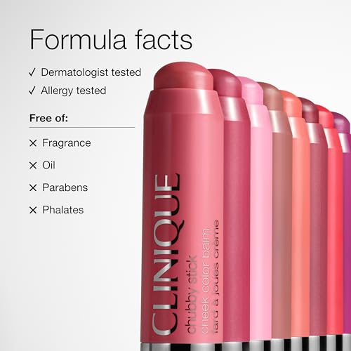 Clinique Chubby Cream Blush Stick Cheek Colour Balm | Blush For Cheeks | Long Lasting + Buildable | Create A Healthy Looking Glow | Perfect For Travel, Ramp'd Up Rouge