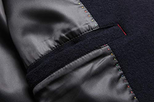 HXW.GJQ Men's Premium Wool Blend Double Breasted Long Pea Coat (as1, alpha, l, regular, regular, Navy Blue)