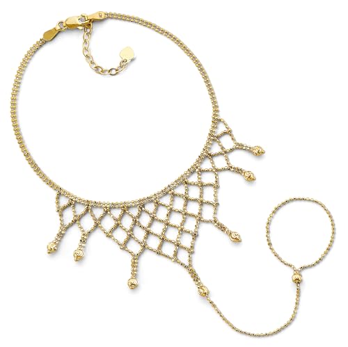 14k Yellow Gold Beaded Clon Bracelet - 7+1"