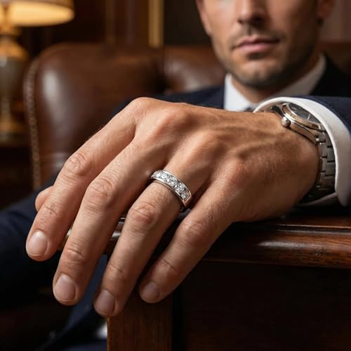P3 POMPEII3 Pompeii 1 1/4ct Diamond Wedding Ring Channel Set Mens Ring 14k White Gold - Size 10