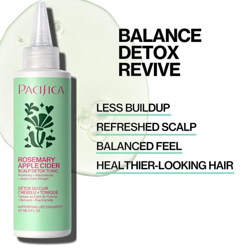 Pacifica Scalp Detox Tonic – Scalp Exfoliator with Glycolic & Salicylic Acid for Clarifying Build Up & Purifying – Infused with Rosemary to Support an Itchy, Dry Head – Vegan & Cruelty-Free – 5 oz