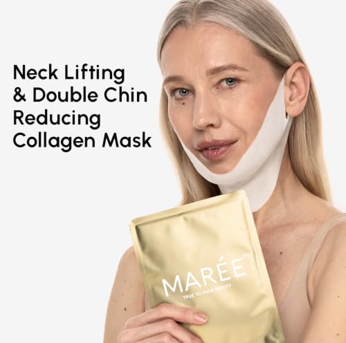 MAREE V Line Lifting Mask with 24K Gold – Deep Collagen Face Mask for Women – Jawline Shaper Mask with Retinol & Hyaluronic Acid – Neck Tightening & Firming - Double Chin Strap for Face Lift
