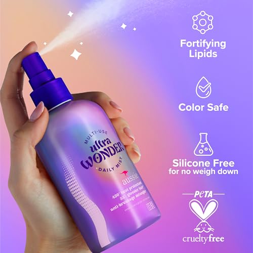 Aussie Ultra Wonder Daily Mist Lightweight Multi-Use Detangler, silicone-free, for All Hair Types and Curls, 7.6oz