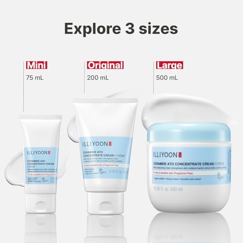 Illiyoon Ceramide Ato Concentrate Cream | Moisturizer for Dry & Sensitive Skin, 100hr Lasting Hydration, For Face & Body, Gentle for Infants, Moisture Barrier Repair, Vegan Certified, 6.76 fl.oz.