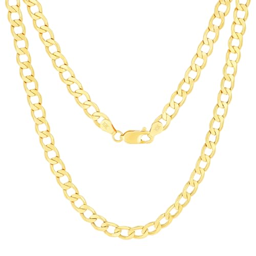 Nuragold 10k Real Yellow Gold Cuban Curb Link 5.5mm Chain Necklace, 16"-30" - 22"