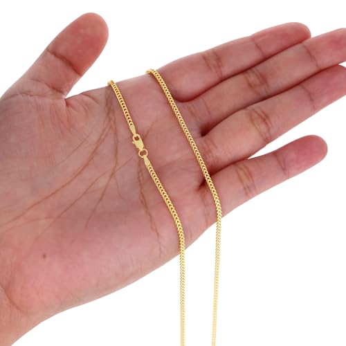 Nuragold 10K Real Yellow Gold Square Franco Box Chain Wheat Bracelet - 2mm,7"