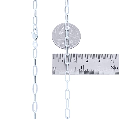 Nuragold 10k Real White Gold Paperclip 4mm Elongated Cable Link Necklace (16"-24") Dainty Italian Jewelry for Men & Women - 20"