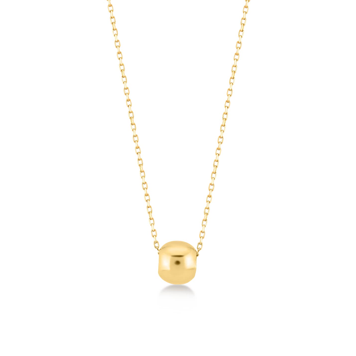 14k Solid Gold Bead Necklace | 14k Yellow Gold Small Bead Pendant Necklaces for Women | Beaded Necklace | Delicate Round Jewelry | Gifts for Christmas, 18"