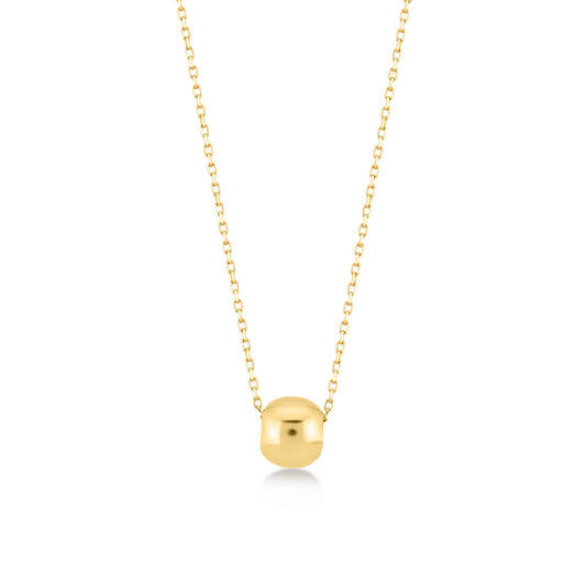 14k Solid Gold Bead Necklace | 14k Yellow Gold Small Bead Pendant Necklaces for Women | Beaded Necklace | Delicate Round Jewelry | Gifts for Christmas, 18"