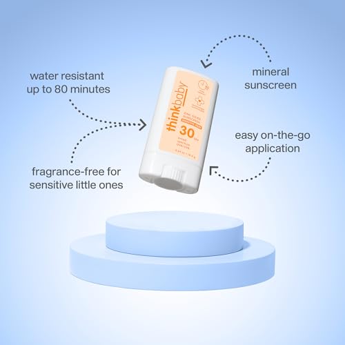 Thinkbaby Baby Sunscreen Stick for Sensitive Skin SPF 30, 0.64oz, Vegan