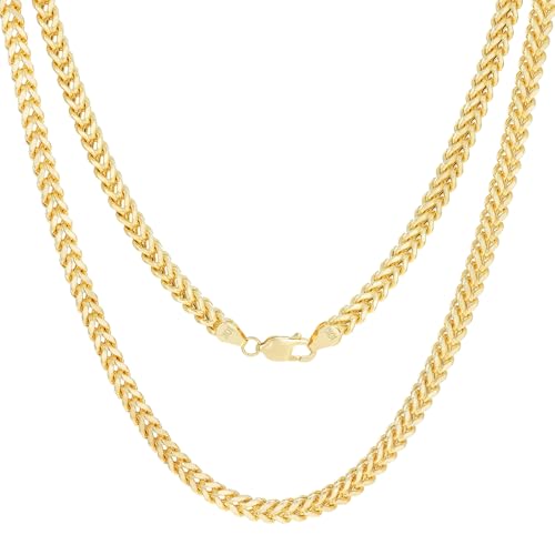 Nuragold 10K Real Yellow Gold 5mm Franco Box Wheat Chain Mens Wide Necklace - 20"