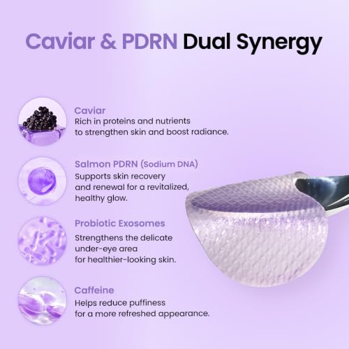 BIODANCE Caviar PDRN Eye Patches, Nourishing Under Eye Patches for Dark Circles, Depuffing Eye Mask for Puffy & Tired Eyes, Travel Essentials & Self Care Gifts for Women, Korean Skin Care (60 Count)