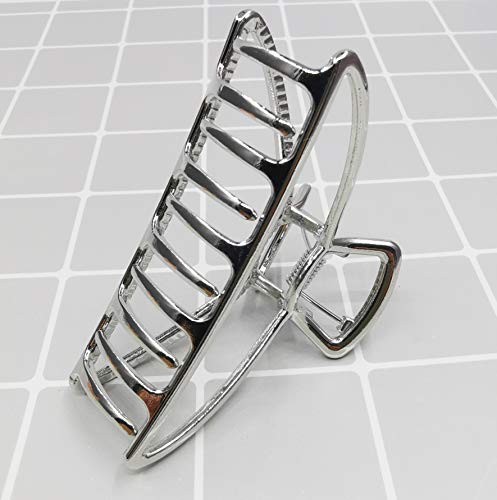 HH&LL Hair Clips, Metal Hair Claw Barrette Clamp Jaw for Women (2, Black+ Silver)