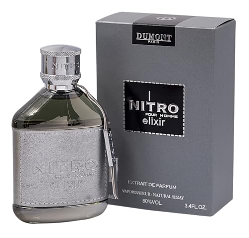 Dumont Nitro Elixir 3.4 Fl Oz Extrait De Parfum for Men – Bold Elegant Sensual Fragrance – Premium Long Lasting Scent