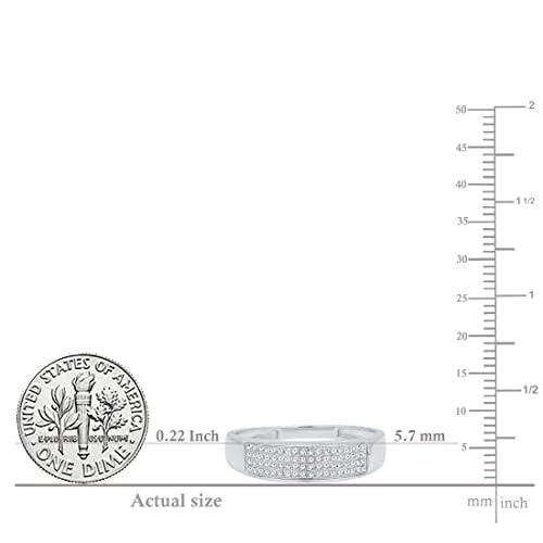 Dazzlingrock Collection 0.15 Cttw 10K Round Diamond Men's Micro Pave Wedding Anniversary Band, Solid White Gold, Size 10