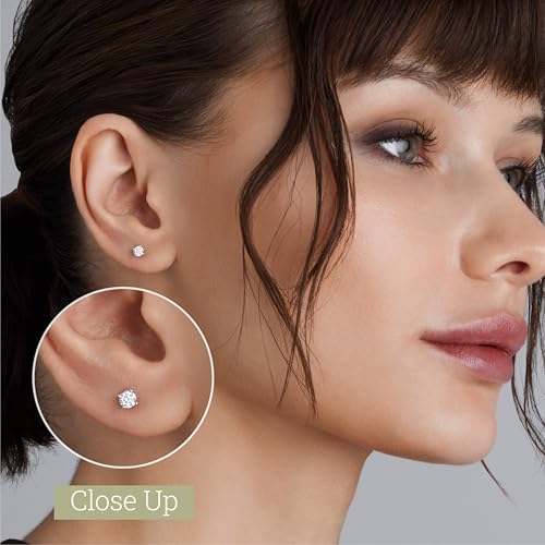 Gilded Lab Diamond Stud Earrings in 10K White Gold | 1/4 ct, Round