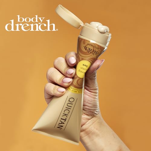Body Drench Quick Tan Self Tanner Body Lotion – Sunless Tanning Lotion for Women, Natural-Looking Self Tan, Dark, 8 fl oz