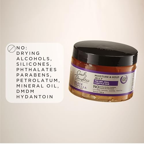 Carol's Daughter Black Vanilla Moisture and Hold Jelly, Hair Gel For Dry Hair with Shea Butter, Jojoba and Vanilla, 12 Fl Oz