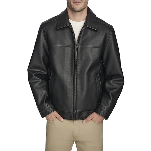 Dockers Men's James Faux Leather Jacket, Black, Medium