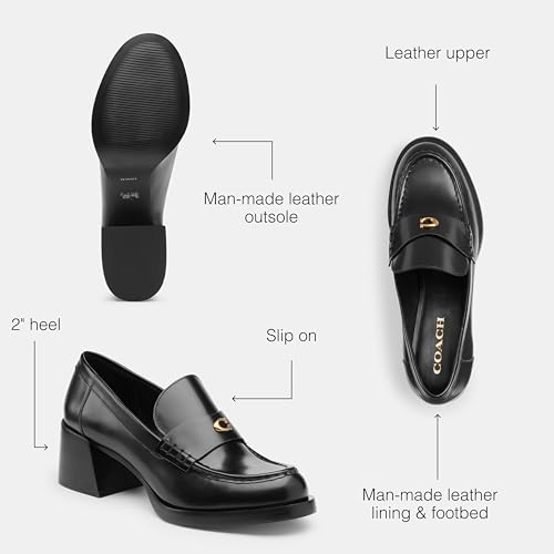 Coach Women's Natalie Leather Loafer, Black, 9