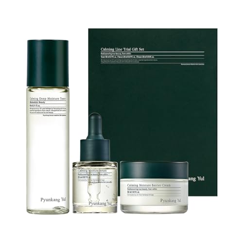 Pyunkang Yul PKY Calming Trial Gift Set, Exfoliating Toner, Soothing Serum, and Facial Skin Hydrating Cream, Vegan, Korean Skincare (3-item set)