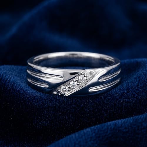 Pompeii Mens Real Diamond 14k White Gold Wedding Ring Band New - Size 10