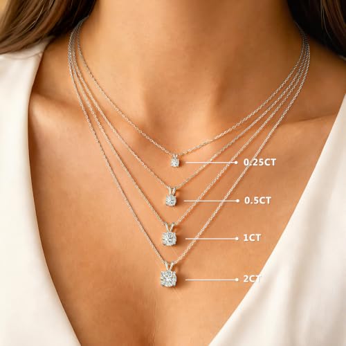 shownii 0.25CT LAB GROWN Diamond Solitaire Pendant Necklace for Women