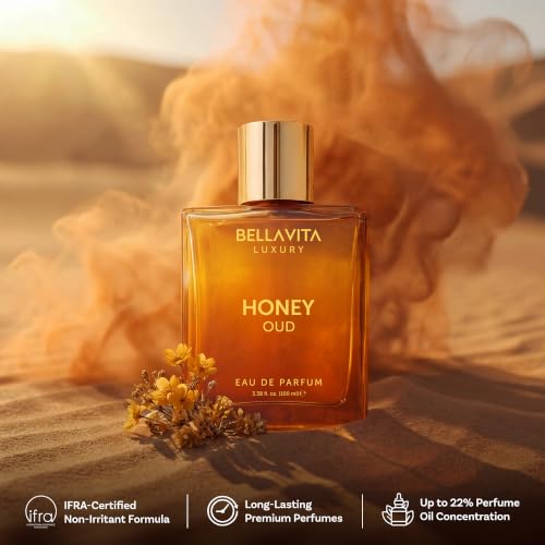 Bellavita Luxury Honey Oud Eau de Parfum | 100 ml (3.4 fl.oz.) | Perfume for Men and Women | Sweet Honey, Bergamot, Oud, and Amber Notes | Women's Day Special