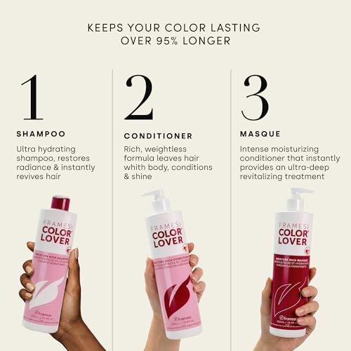 Framesi Color Lover Moisture Rich Conditioner - Hydrating Conditioner for Color Treated Hair - Sulfate Free Conditioner for Dry Hair - Moisturizing Conditioner with Quinoa + Coconut Oil (16.9 fl oz)