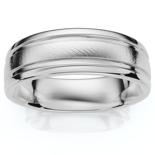 P3 POMPEII3 Pompeii Mens 14K White Gold 6mm Brushed Wedding Band Ring New - Size 11