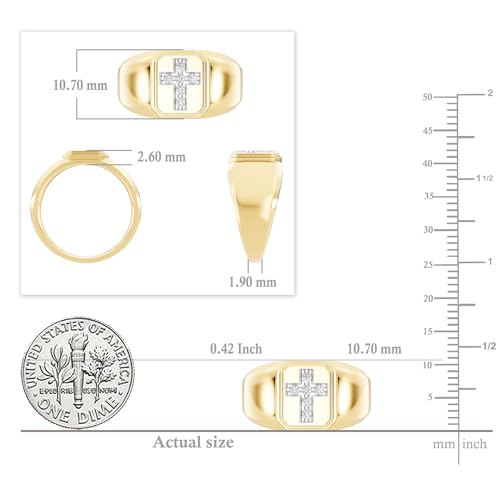 Dazzlingrock Collection 0.10 Cttw Round Diamond Mens Cross Band Ring, 10K Solid Yellow Gold Size 9.5