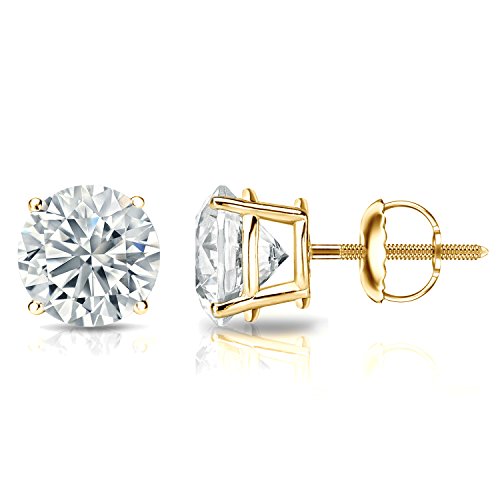 Diamond Wish 1/6 Carat Diamond Round Stud Earrings in 14k Yellow Gold (I1-I2, cttw) 4-Prong Basket Screw Back