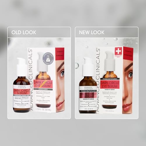 Advanced Clinicals Dark Circle Caffeine Under Eye Serum For Face With Hyaluronic Acid Moisturizer + Peptides | Brightening Vitamin C Serum Helps Improve Look Of Puffy Eye & Fine Lines, 1.75 Fl Oz