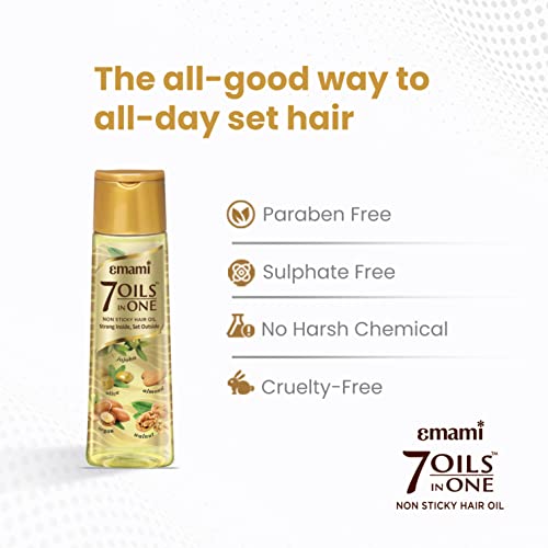 Emami 7-in-1 Hair Oil | with Natural Ayurvedic Herbs | Repairs Hair Damage | Nourishes Scalp | Fights Dandruff | Provides Strong & Healthy Hairs | 16.91 Fl Oz (500ml)