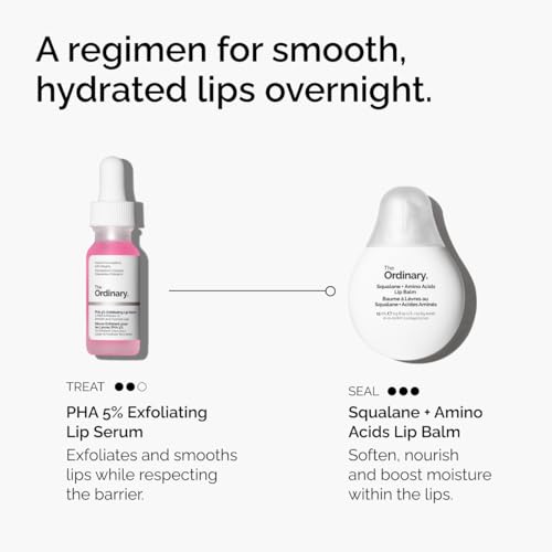 The Ordinary Squalane + Amino Acids Hydrating Lip Balm, for Lips, Elbows, and Cuticles, 0.5 Fl Oz