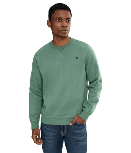 US POLO ASSN, Mens, Long Sleeve Popover Crew Neck Fleece Sweatshirt, Evening Cactus, X-Large