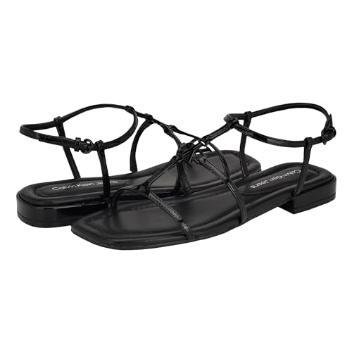Calvin Klein Women's Sindy Sandal, Black Patent 001, 9