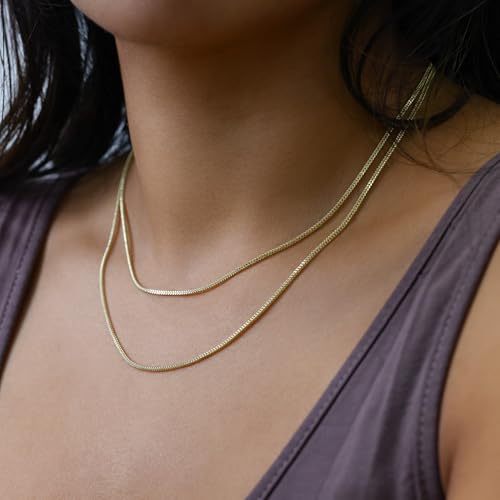 Nuragold 10K Real Yellow Gold 1.5mm Franco Square Box Wheat Chain Necklace - 18"