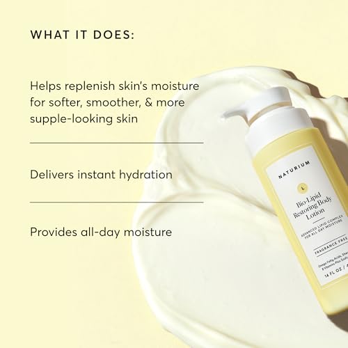 Naturium Bio-Lipid Restoring Moisturizing Body Lotion with Shea Butter, Fragrance Free, 14 oz