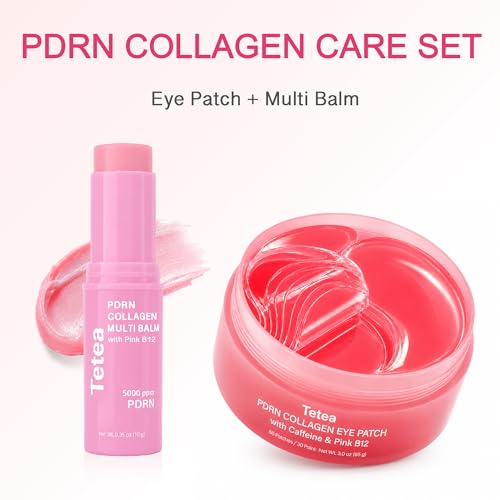 Tetea PDRN Pink Collagen Multi Balm Stick & Under Eye Patch Set, 0.32 oz