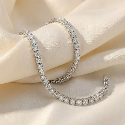 P3 POMPEII3 Pompeii 10 Ct Lab Grown Round Cut Diamond Tennis Bracelet 14K White Gold 7" (F,VS)