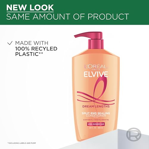 L'Oreal Paris Elvive Dream Lengths Super Detangling Conditioner With Fine Castor Oil and Vitamins B3 and B5 for Long, Damaged Hair, Instantly Detangles To Reduce Breakage With System, 28 Fl Ounce
