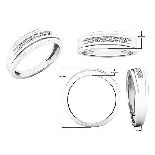 Dazzlingrock Collection 0.25 Cttw 10K Round White Diamond Mens Wedding Band Ring 1/, Solid White Gold, Size 9